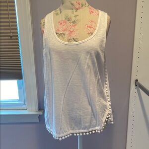 Lilly Pulitzer White Pom-Pom Trim Tank Top